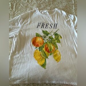 White T-Shirt with Citrus Print